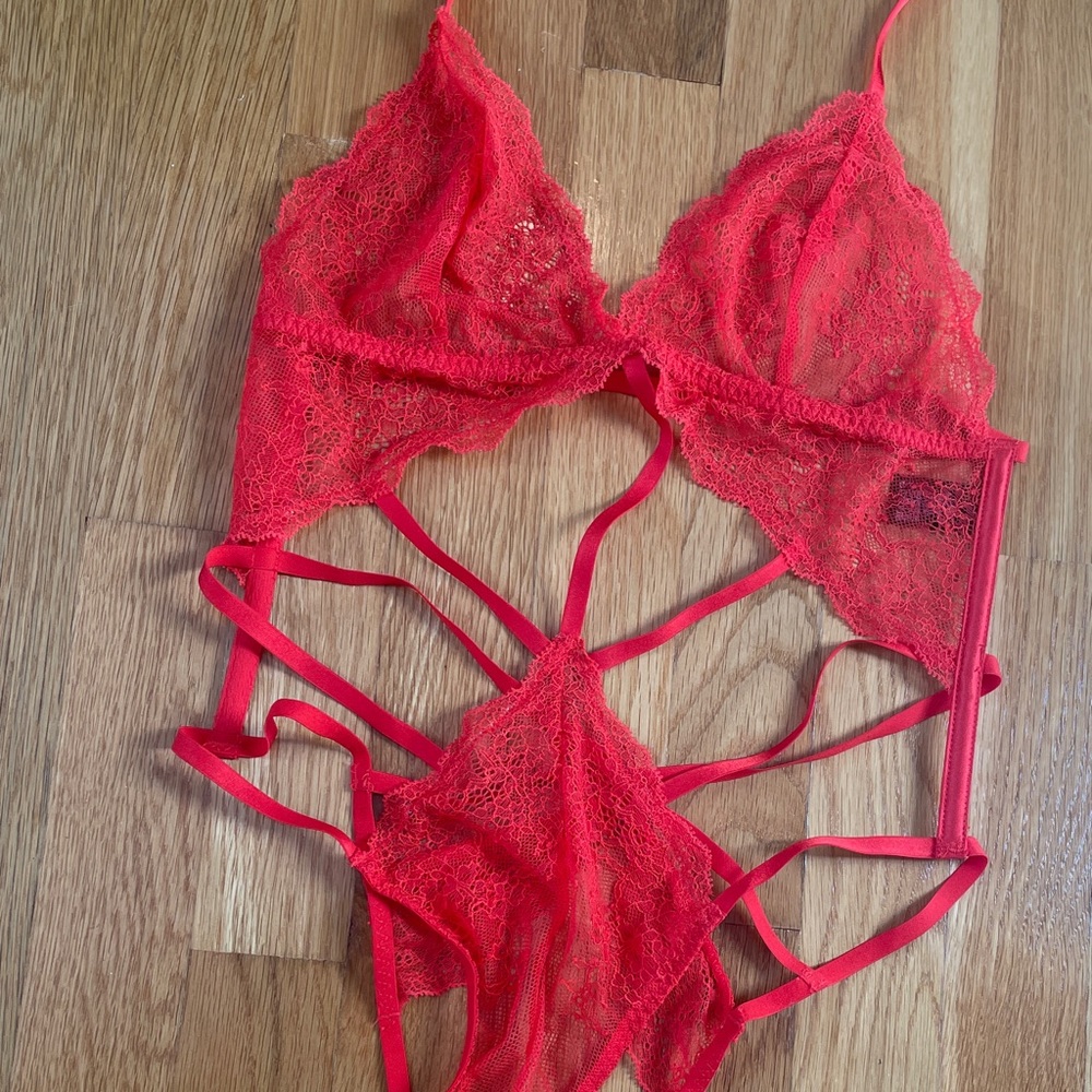 New without Tags Victoria’s Secret Fire Red Lingerie One Piece Halter
